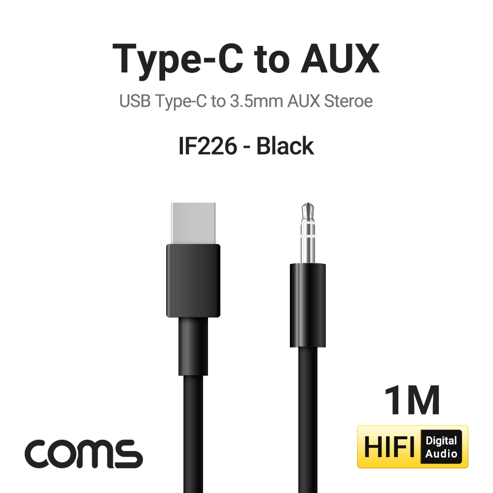 ABIF226 USB 3.1 C타입 to 3.5mm AUX 케이블 블랙 1M