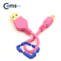 Coms USB Mini 5Pin 케이블, 핑크, Short, Mini 5P(M)/USB 2.0A(M) 미니 5핀