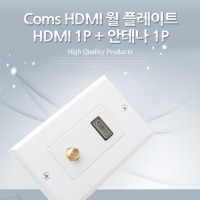 Coms HDMI 월 플레이트, HDMI F 1Port+RF 안테나 1Port, 벽면 벽부 판넬, WALL PLATE, 매립 설치