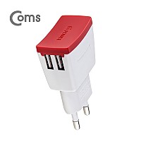 Coms G POWER 가정용 5V/2A 충전기 USB 2포트(2port, 2구)/화이트 / Micro5핀(1.2M) 케이블포함 USB 전원 AC DC 스마트폰 태블릿 멀티
