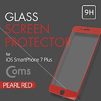 Coms iOS 스마트폰 7 Plus 보호필름, Red, 프로텍터, 액정화면 보호, 강화, 지문 오염방지