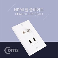 Coms HDMI 월 플레이트 -  HDMI x 2포트 / UTP (RJ45단자) / RF단자, WALL PLATE, LAN, 랜 벽면 매립 설치