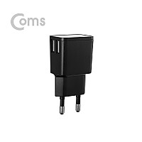 Coms G POWER 가정용 5V 2.0A / 2 포트 USB 3.1 (Type C) C타입 케이블(1.5M)/ Black, 2port, 2구, 듀얼 충전기 멀티 스마트폰 태블릿