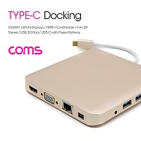 Coms USB 3.1 Type-C 멀티 컨버터/허브/도킹 (HDMI, VGA, mini DP, USB 3.0, 카드리더, 오디오) C타입