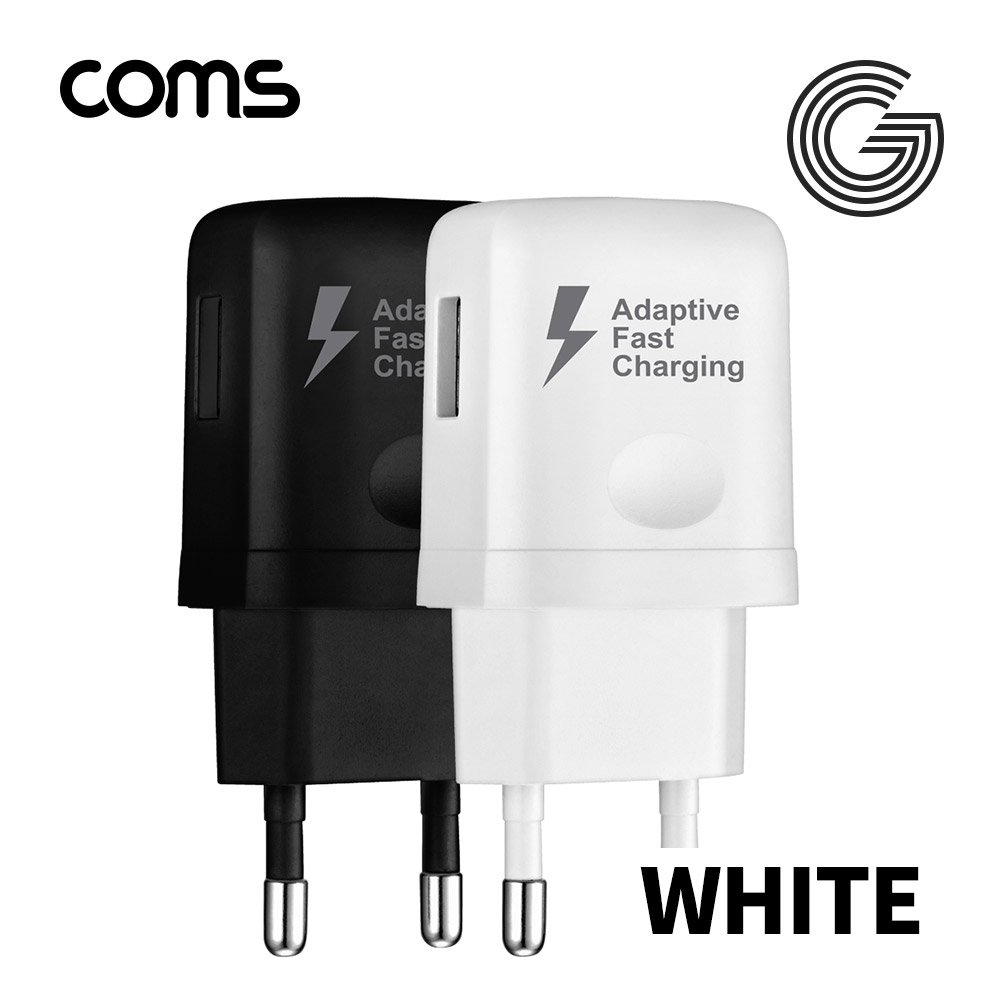 Coms G POWER 12V 5pin 초고속 가정용(QC3.0) 1구 / 화이트, 충전기 / 스마트폰, 태블릿 Micro5P 마이크로5핀