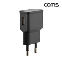 Coms 가정용 충전기 5V 1.2A, 블랙, 케이블 미포함, 컴스 USB 전원 AC DC 스마트폰 태블릿