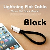 Coms iOS 8핀(8Pin) 케이블(Flat형/자석), Black, 20cm 플랫 케이블