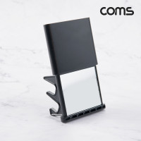 Coms 휴대용 손거울 스탠드 스마트폰 거치대 탁상 가정용 사무용 미러 블랙