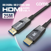 Coms HDMI 2.1 AOC 리피터 광케이블 25M 8K@60Hz 4K@120Hz 48Gbps Optical+Coaxial