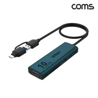 Coms 6 IN 2 꼬리물기 USB 허브 C타입 A타입 to USB3.2 Gen2 10Gbps + 카드리더