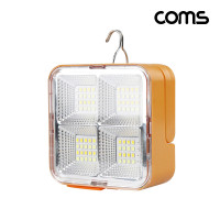 Coms 태양광 충전 멀티 LED 랜턴 램프 라이트 초강력 밝기 충전식 Type C 4단 색상 밝기조절 캠핑등 낚시등 작업등