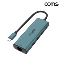 Coms C타입 USB 멀티허브 컨버터 Type C USB3.0 카드리더 SD TF 이더넷 PD충전