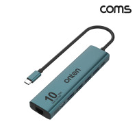 Coms C타입 USB 멀티허브 컨버터 Type C USB 3.2 Gen2 RJ45 이더넷 랜카드