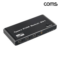 Coms C타입 KVM 2포트 스위치 선택기 HDMI DP PC 2대 제어 4K 60Hz