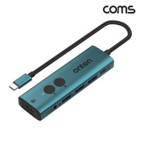 Coms C타입 멀티허브 USB3.0 PD3.0 HDMI 4K 3.5mm 모니터 on off 음소거 기능