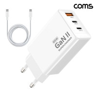 Coms 65W GaN 3포트 고속충전기 PD3.0 PPS C to C 케이블 제공