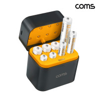 Coms 리튬이온배터리 8구 충전기 3600mWh 1170mWh AA AAA 건전지 일반건전지의 2배용량