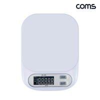 Coms 디지털 주방 저울 1g 단위 측정 영점기능 White