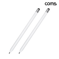 Coms 터치펜 원형 연필 15cm 스타일러스 펜슬형 White 2개입