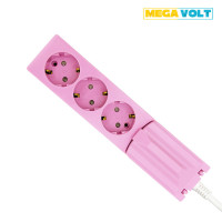 메가볼트 고용량 누전차단 멀티탭 4000W 3구 3M 핑크