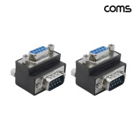 Coms D SUB 90도 하향 꺾임형 시리얼 젠더 9핀 MF 2개입