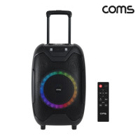 Coms UHF 이동식 블루투스 무선마이크 앰프 LED 파티박스 50W TWS지원 노래방 마이크 미포함