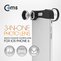 Coms iOS 스마트폰 셀카렌즈, 스마트폰 카메라 확대경(3 in 1) iOS 스마트폰 6용(후면카메라)