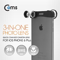 Coms iOS 스마트폰 셀카렌즈, 스마트폰 카메라 확대경(3 in 1) iOS 스마트폰 6 Plus용(후면카메라)