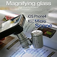 Coms 60배율 iOS 스마트폰4 전용 현미경 확대경 돋보기 60X, 커버케이스장착