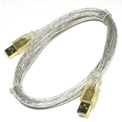 Coms USB 케이블 M/M (고급형/AA형/USB-A to USB-A) 1.8M 투명 GOLD